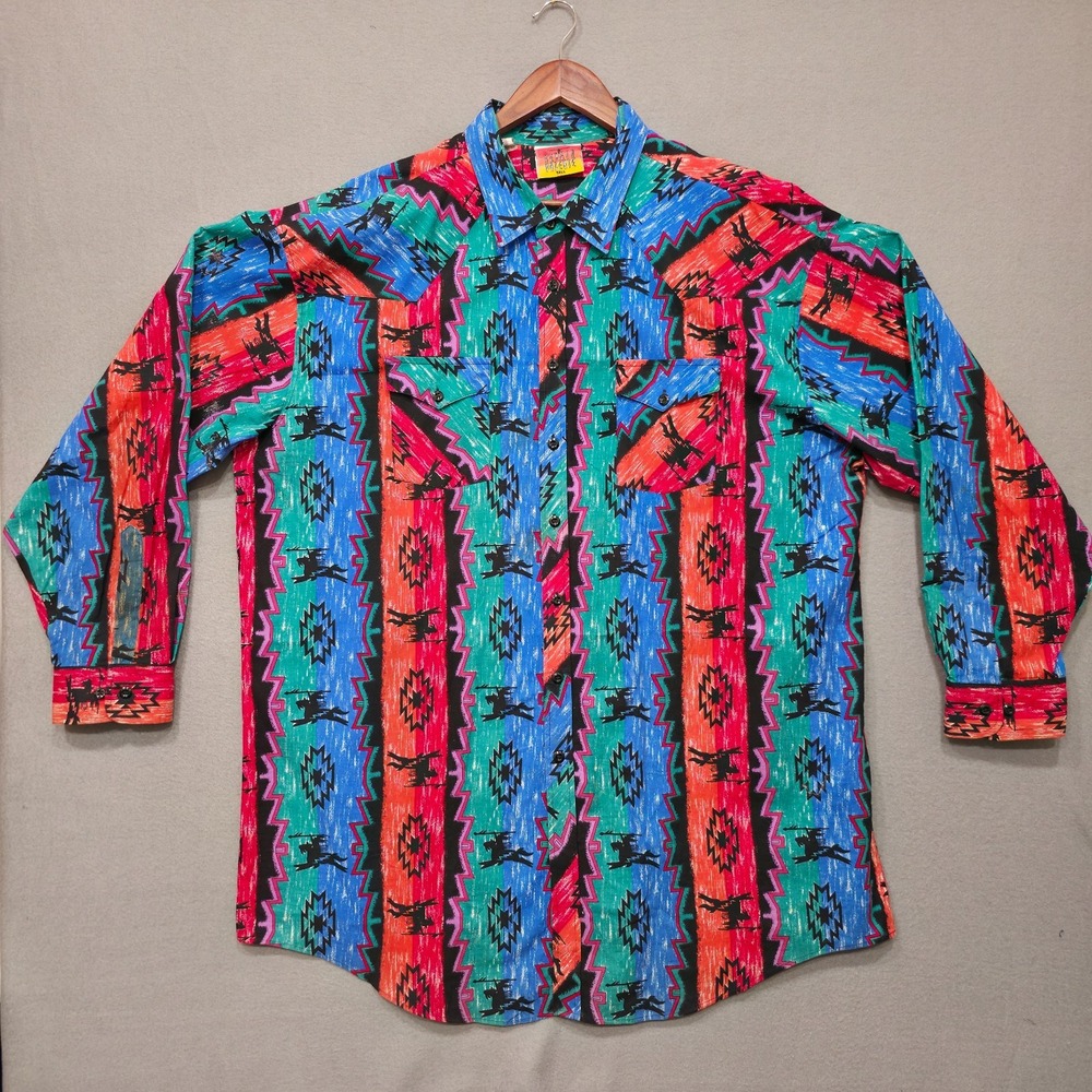 Sergio Valente Men's Aztec Long‎ Sleeve Button Up Western Shirt Size 3XLT
